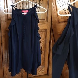 Navy Blue Cold Shoulder Top NWOT